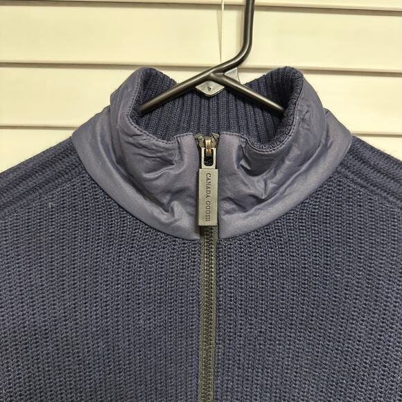 Canada Goose Fulford Merino Wool Knit Sweater US XS Full Zip Luxury Navy Marine - Picture 5 of 8